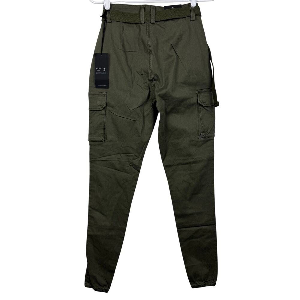 Women's TWIIN Sisters LA Olive Color Twill Jogger Utility Zip Up Cargo Pants S - Picture 3 of 9